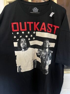 OutKast Black Short-Sleeve Graphic Tee with Red Logo